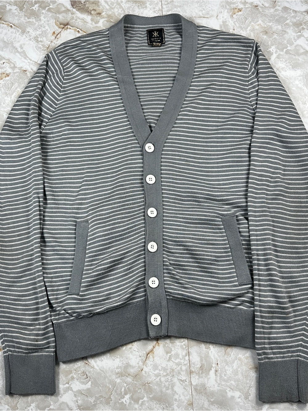 Konkreet Y2K Men's Button Up Striped Streetwear Cardigan Sweater Size Medium